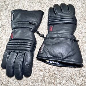 Tour Master Mens Black Size Large Leather Thinsulate Gauntlet Motorcycle Gloves